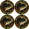 A set of four Osetra Sturgeon Malossol Black Caviar jars, each with a different variant label (Imperial, Royal, Russian, Siberian).