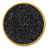 Close-up of a container with American Sturgeon Hackleback Malossol Black Caviar on a white background