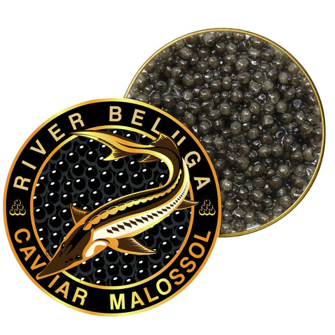 River Beluga Sturgeon Malossol Black Caviar, Kaluga
